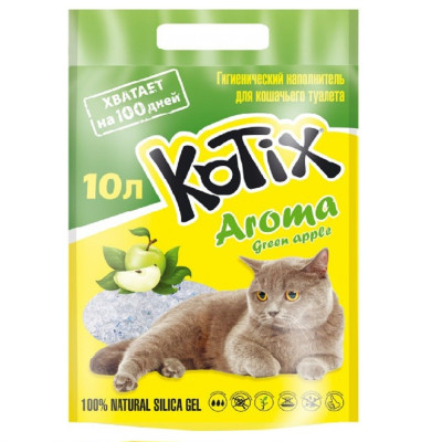 Наполнитель силикагелевый Kotix (Котикс) Green Apple для кошачьего туалета 10 л Наполнитель силикагелевый Kotix (Котикс) Green Apple для кошачьего туалета 10 л