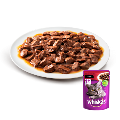 Whiskas пауч для кошек с говядиной в соусе 28*85 г
