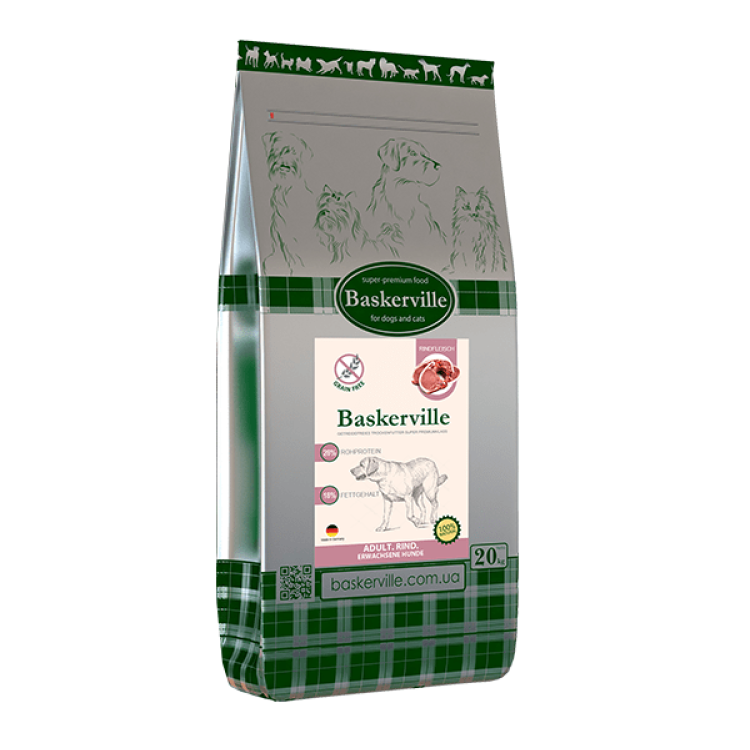 Baskerville HF Adult getreidefrei Rind 20 кг сухой корм беззерновой для собак с говядиной