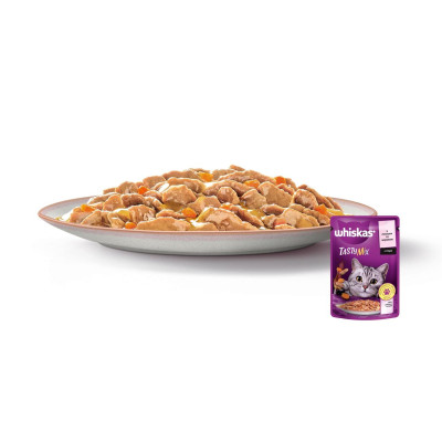 Whiskas Tasty Mix пауч для кошек с лососем морковкой в соусе 28*85 г Whiskas Tasty Mix пауч для кошек с лососем морковкой в соусе 28*85 г