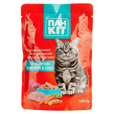Пан Кот Индейка пауч для кошек с индейка в соусе 24х100 г