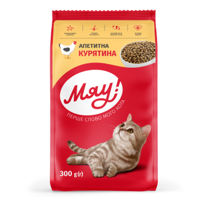 Мяу! сухой корм для взрослых котов с курицей 300 гр Мяу! сухой корм для взрослых котов с курицей 300 гр