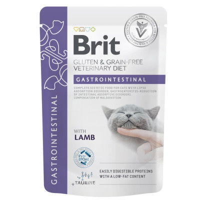 Brit Veterinary Diet Gastrointestinal Lamb 85 г влажный корм для кошек при нарушении пищеварения с ягненком