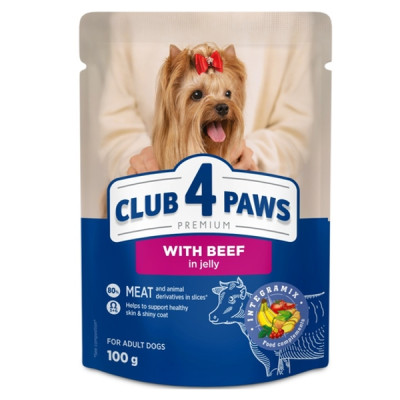 Клуб 4 Лапы Premium Adult Dog with Beef in jelly влажный корм с говядиной в желе для взрослых собак 24х100 г
