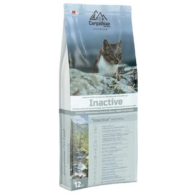Carpathian Pet Food Inactive для стерилизованных кошек с курицей и палтусом 12 кг