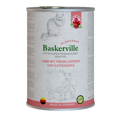 Baskerville Sensitive Lamm Mit Preiselbeeren для кошек ягненок, клюквой и мятой 400 г