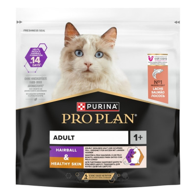 Purina Pro Plan Cat Hairball & Healthy Skin 400 г сухой корм с лососем для контроля образования комков шерсти и поддержания здоровья кожи