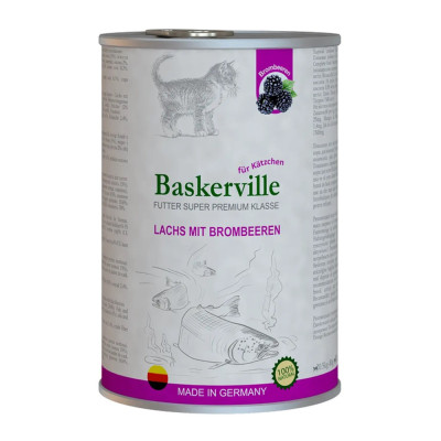 Baskerville Super Premium Lachs Mit Brombeeren влажный корм лосось с ежевикой для котят 400 г