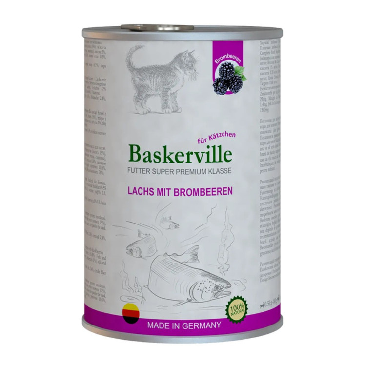 Baskerville Super Premium Lachs Mit Brombeeren влажный корм лосось с ежевикой для котят 400 г