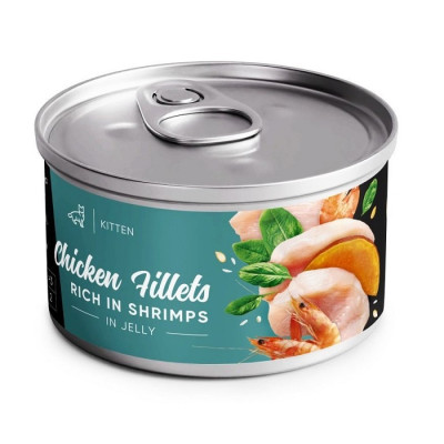Влажный корм Savory Chicken Fillets rich in Shrimps in Jelly for Kittens 70 г филе курицы с креветками в желе для котят