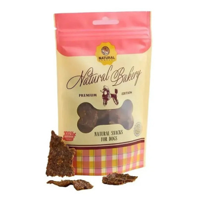 Лакомство снеки Natural Bakery 50 г для собак всех пород, говядина с сельдью, свеклой и яблоком