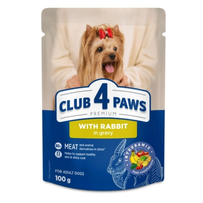 Клуб 4 Лапы Premium Adult Dog with Rabbit in gravy влажный корм с кроликом в соусе для взрослых собак 24х100 г