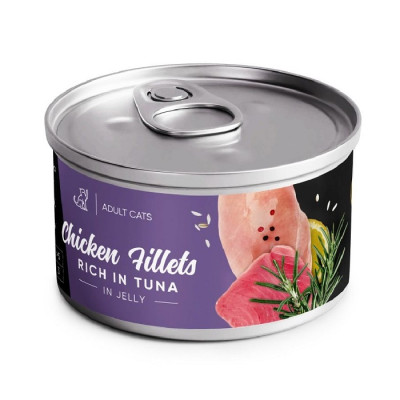 Влажный корм Savory Chicken Fillets rich in Tuna in Jelly for Adult Cats 70 г куриное филе с тунцом в желе для взрослых кошек