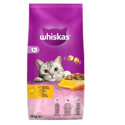 Whiskas Adult Chicken 14 кг сухой корм для кошек с курицей