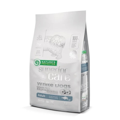 Сухой беззерновой корм Nature's Protection Grain Free White Dogs для взрослых собак малых пород с белой рыбой 1.5 кг