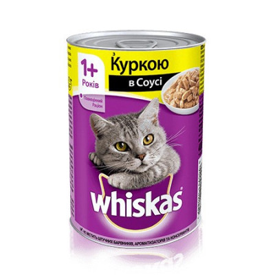 Whiskas влажный корм с курицей в соусе для взрослых кошек 400 г