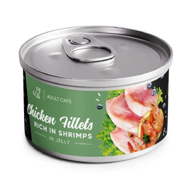 Влажный корм Savory Chicken Fillets rich in Shrimp in Jelly for Adult Cats 70 г куриное филе с креветками в желе для взрослых кошек