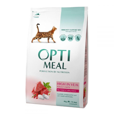 Optimeal Cat High in Veal 10 кг сухий корм з телятиною для дорослих котів