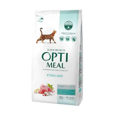 Optimeal Cat Sterilised Turkey 1.5 кг сухий корм для стерилізованих котів з індичкою