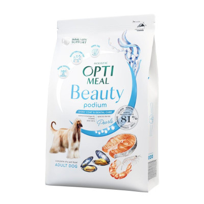 Optimeal Dog Beauty Podium для собак блестящая шерсть и уход за зубами из морепродуктов 10 кг
