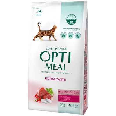 Optimeal Cat Veal 1.5 кг сухой корм для кошек с высоким содержанием телятины