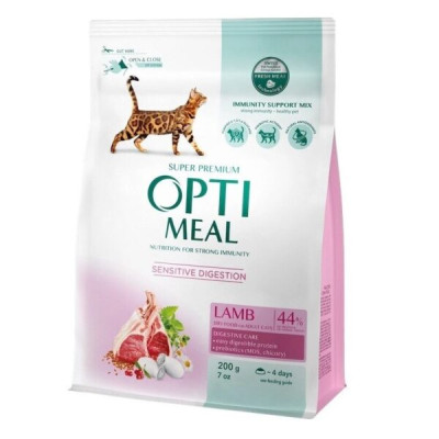 Optimeal Lamb Sensitive для кошек с чувствительным пищеварением, с ягненком 200 г
