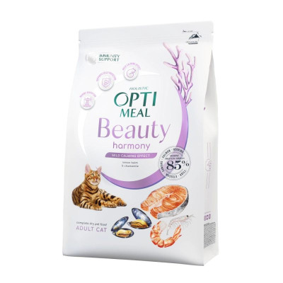 Optimeal Cat Beauty Harmony Calming мягкий успокаивающий эффект для кошек из морепродуктов 4 кг
