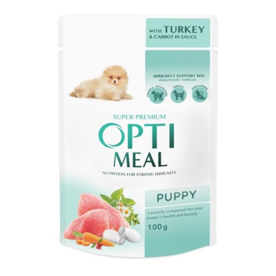 Optimeal Puppy Turkey Carrot in Sauce 12x100 г влажный корм с индейкой и морковью в соусе для щенков