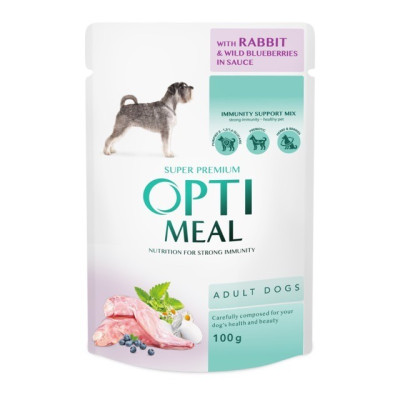 Optimeal Dog Rabbit & Wild Blueberries in Sauce 12x100 г влажный корм с кроликом и черникой в соусе для взрослых собак