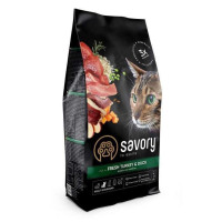 Savory Adult Cat Fresh Turkey Duck 2 кг сухий корм для котів з індичкою та качкою
