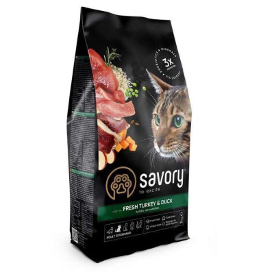 Savory Adult Cat Fresh Turkey & Duck 400 г сухий корм для котів з індичкою та качкою