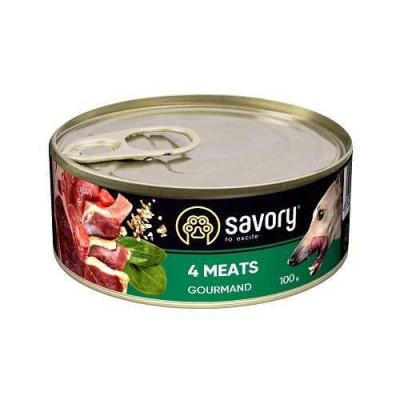 Savory Dog Gourmand 4 Meats 100 г влажный корм для собак с четырьмя видами мяса