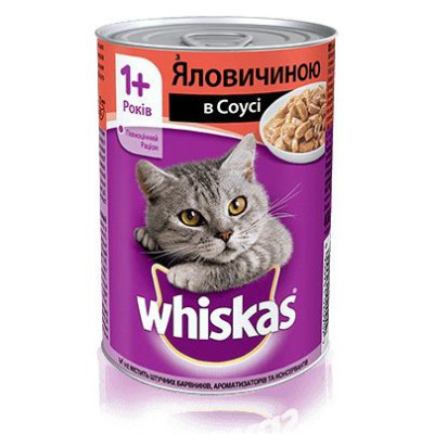 Whiskas Beef 400 г вологий корм шматочки яловичини в соусі