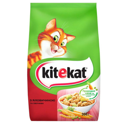 Kitekat сухий корм для котів з яловичиною та овочами 300 г Kitekat сухий корм для котів з яловичиною та овочами 300 г