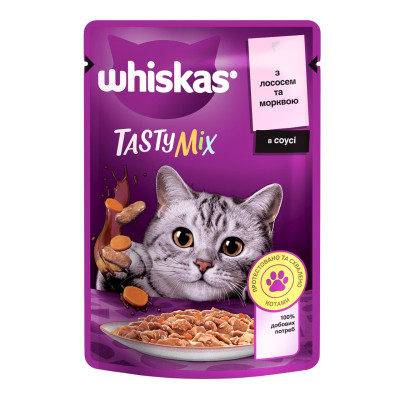 Whiskas Tasty Mix пауч для котів з лососем морквою в соусі 28х85 г