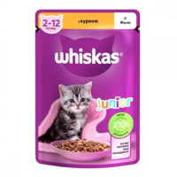 Whiskas Junior 28х85 г вологий корм для кошенят з куркою в соусі Whiskas Junior 28х85 г вологий корм для кошенят з куркою в соусі