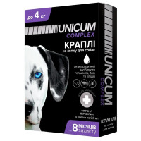 Краплі Unicum Complex Рremium від гельмінтів, бліх та кліщів для собак 0-4 кг (1пип) Краплі Unicum Complex Рremium від гельмінтів, бліх та кліщів для собак 0-4 кг (1пип)