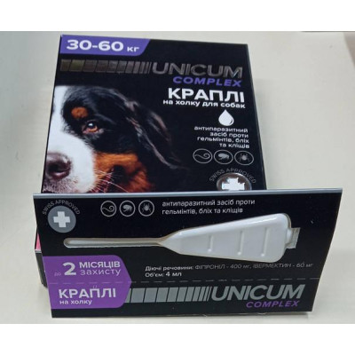 Краплі Unicum Complex Рremium від гельмінтів, бліх та кліщів для собак 30-60 кг (1пип)