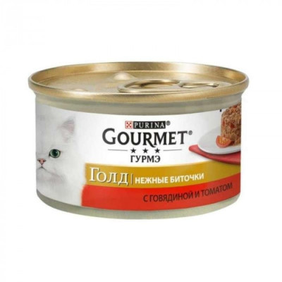Gourmet Gold Ніжні битки для котів з яловичиною та томатами 24x85 г Gourmet Gold Ніжні битки для котів з яловичиною та томатами 24x85 г