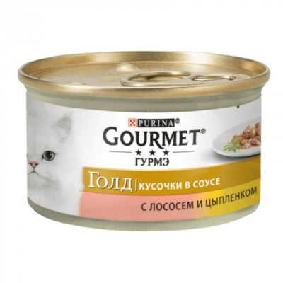 Gourmet Gold Кусочки в соусе для кошек с лососем и цыпленком 24x85 г Gourmet Gold Кусочки в соусе для кошек с лососем и цыпленком 24x85 г