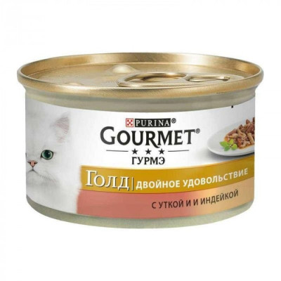 Gourmet Gold для котів з качкою та індичкою, шматочки в підливі 24x85 г