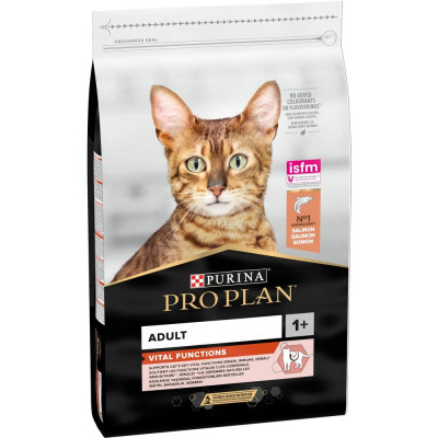 Purina Про План Cat Adult Vital Functions Salmon 10 кг сухий корм для котів з лососем Purina Про План Cat Adult Vital Functions Salmon 10 кг сухий корм для котів з лососем