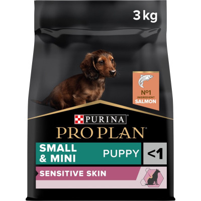 Purina Про План Puppy Small & Mini Sensitive Skin Salmon 3 кг сухой корм для щенков мелких пород с лососем