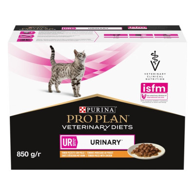 Purina Про План Veterinary Diets UR Urinary Feline для кошек с курицей 10х80 г