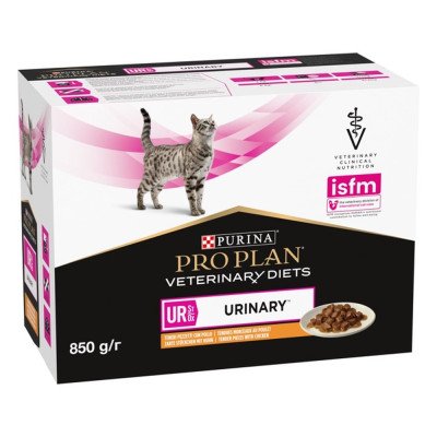 Purina Про План Veterinary Diets UR Urinary Feline для кошек с курицей 10х80 г
