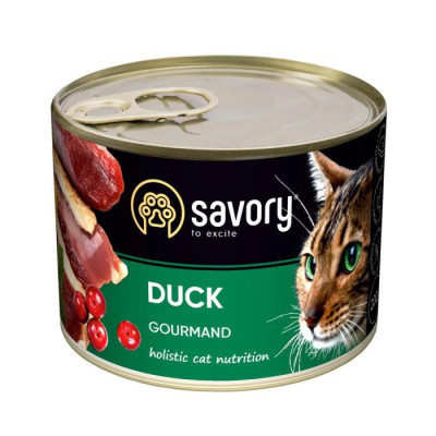 Savory Cat Can Adult Duck 200 г вологий корм для дорослих вибагливих котів з качкою