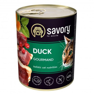 Savory Cat Can Adult Duck 400 г влажный корм для взрослых привередливых кошек с уткой