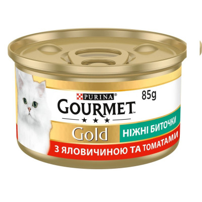 Gourmet Gold Ніжні битки для котів з яловичиною та томатами 24x85 г Gourmet Gold Ніжні битки для котів з яловичиною та томатами 24x85 г