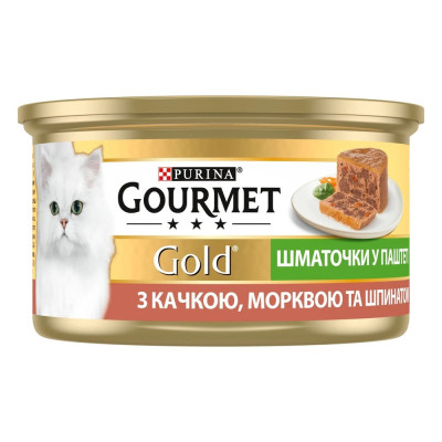Gourmet Gold для котів паштет з качкою, морквою та шпинатом 24x85 г Gourmet Gold для котів паштет з качкою, морквою та шпинатом 24x85 г