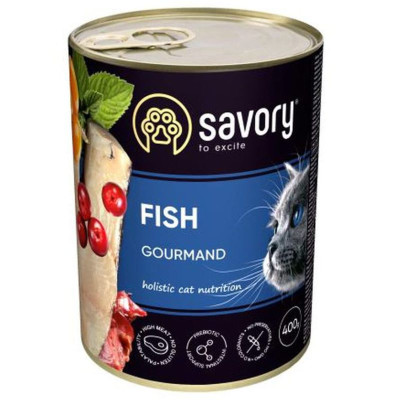 Savory Cat Can Adult Fish Gourmand 400 г влажный корм для кошек с рыбой